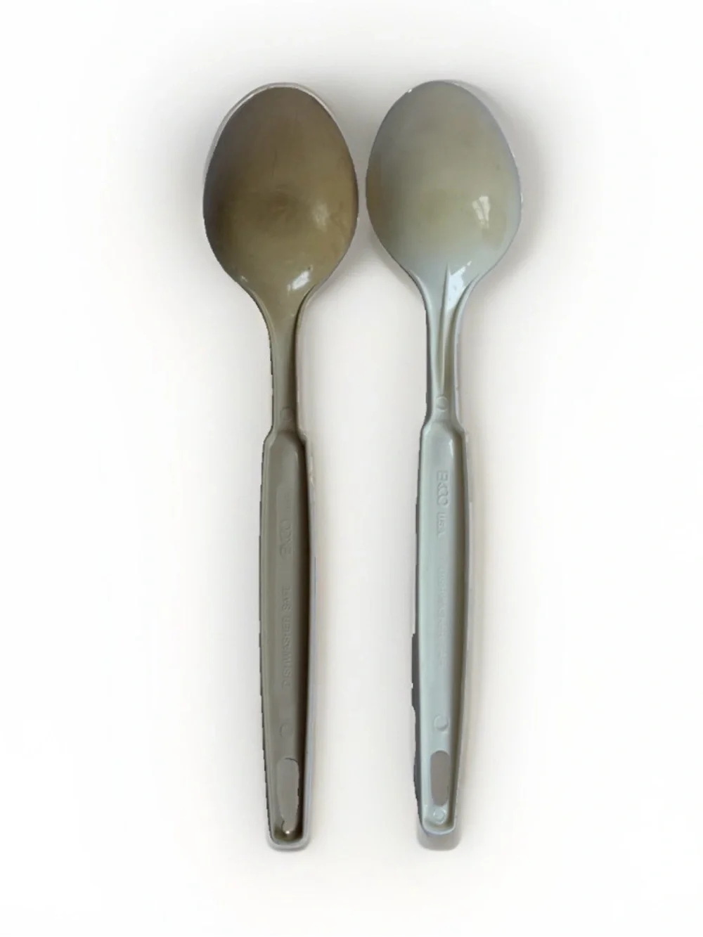 Vintage EKCO USA Nylon Plastic Mixing Serving Spoons Set Of 2 Cream Beige 12